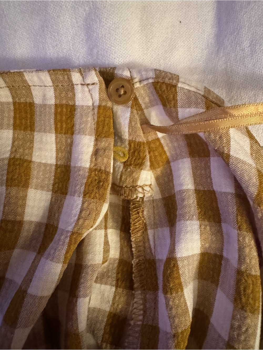 NWOT Miou Muse Mustard and Cream GINGHAM Skirt Tie Front Midi Medium - Picture 5 of 6
